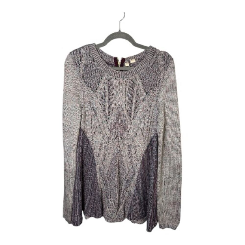 Moth Gray Purple Long Sleeve Sweater Back Zipper Small